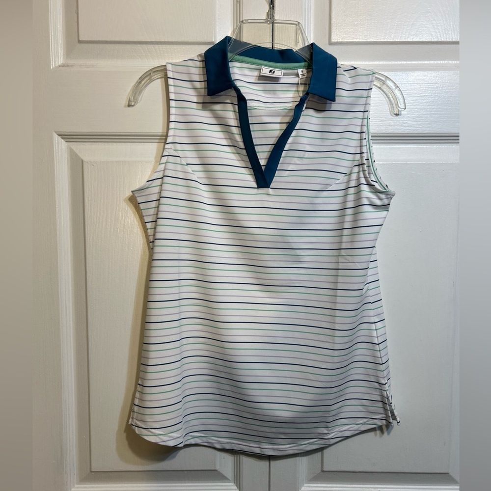 NWT Footjoy FJ Women’s Sleeveless Golf Shirt Size S Small Striped Top Tank